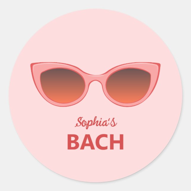 Pink Sunnies, Cat Eye Sunglasses, Feminine Shades Classic Round Sticker (Front)