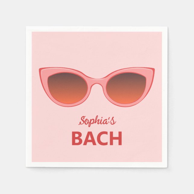 Pink Sunnies, Cat Eye Sunglasses, Feminine Shades Napkin (Front)
