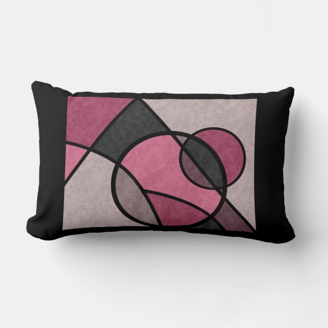 Pink sunrise , abstract lumbar cushion (Front)