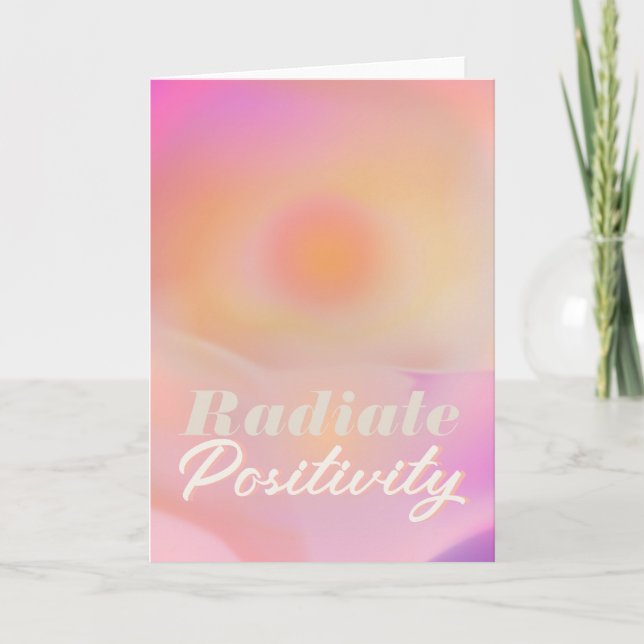 Pink Sunrise Gradient Aesthetic Radiate Positivity Thank You Card (Front)