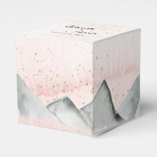 Pink Sunrise Mountain Wedding Square Favour Box