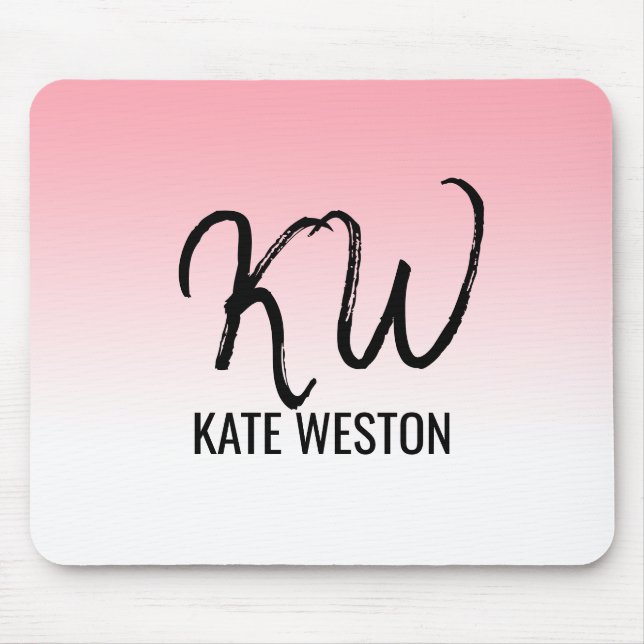 Pink Sunset Gradient Monogram Mouse Mat (Front)