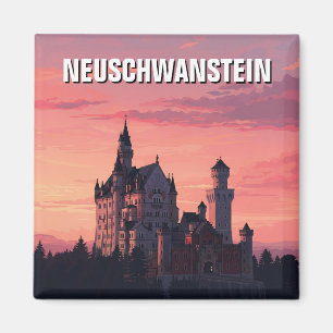 Pink Sunset Neuschwanstein Castle Germany Travel Magnet