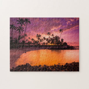 Pink Sunset Of Hawaii Beach Jigsaw Puzzle