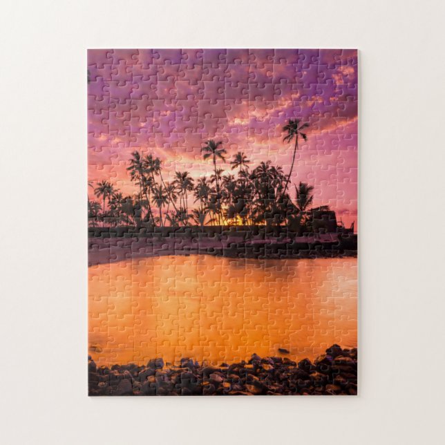 Pink Sunset Of Hawaii Beach Jigsaw Puzzle (Vertical)