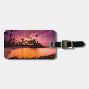 Pink Sunset Of Hawaii Beach Luggage Tag