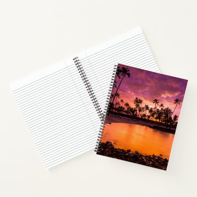Pink Sunset Of Hawaii Beach Notebook (Inside)