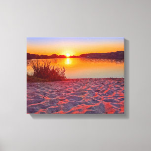 Pink Sunset on the Beach Wrapped Canvas