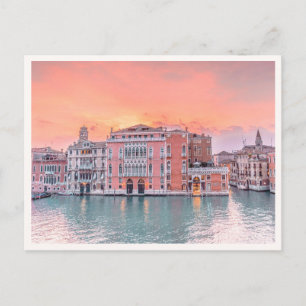 Pink Sunset on the Grand Canal Venice Italy Photo Postcard