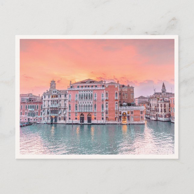 Pink Sunset on the Grand Canal Venice Italy Photo Postcard (Front)