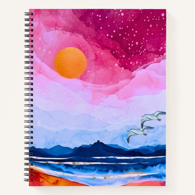 Pink Sunset over Lake Vista  Notebook (Front)