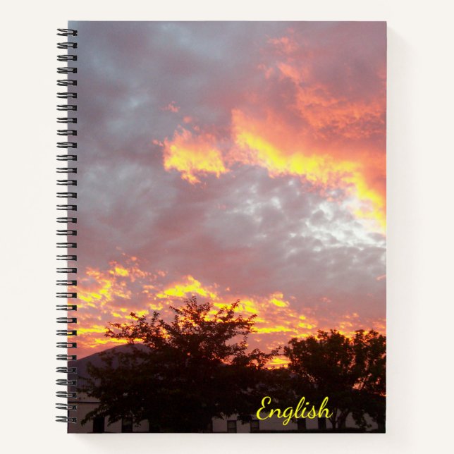 Pink Sunset with Golden-lined Clouds | Subject Notebook (Front)