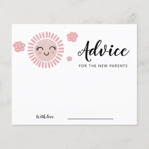 Pink Sunshine Baby Girl Shower Advice Card
