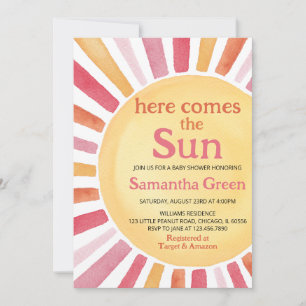 Pink Sunshine Baby Shower Invitation