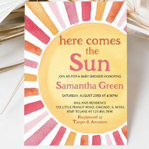 Pink Sunshine Baby Shower Invitation