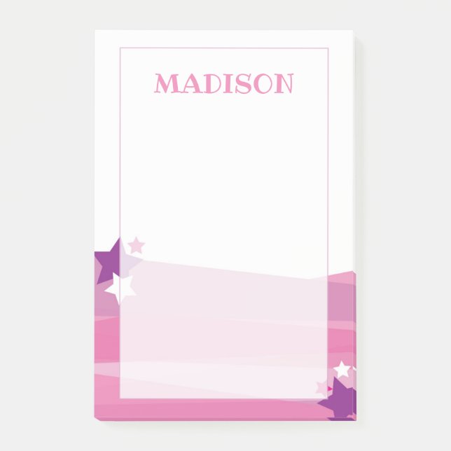 Pink Super Star Post It Note (Front)