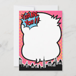 Pink Superhero Comic Strip Thank You Notes