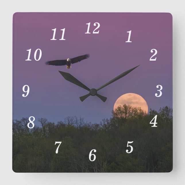 Pink Supermoon Eagle Wall Clock (Front)