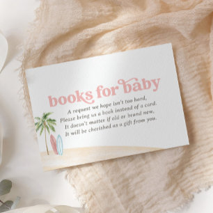 Pink Surf Beach Baby Shower Books for Baby Enclosure Card