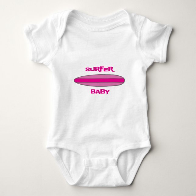 Pink Surfer Baby Bodysuit (Front)