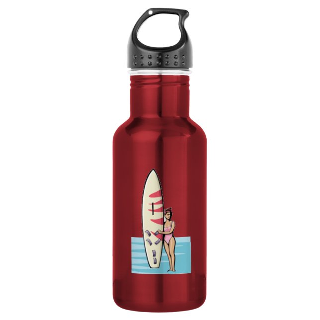 Pink Surfer Girl 532 Ml Water Bottle (Front)