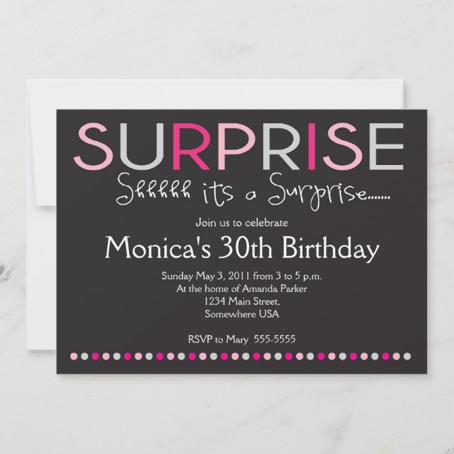 Pink Surprise Birthday Invitation (Front)