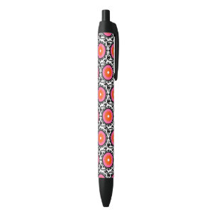 Pink Suzani Pattern Black Ink Pen