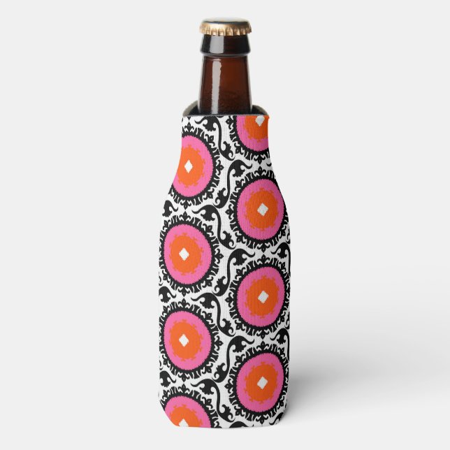 Pink Suzani Pattern Bottle Cooler (Bottle Front)