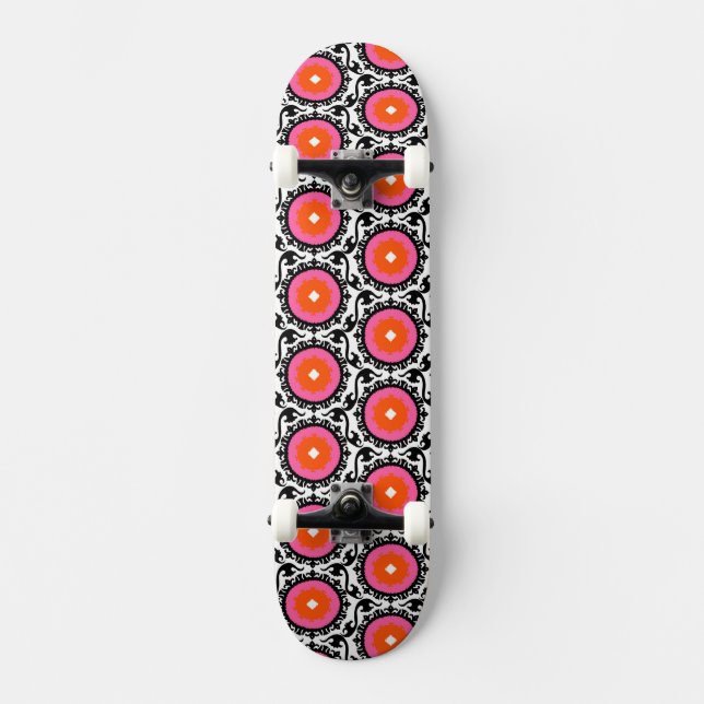 Pink Suzani Pattern Skateboard (Front)