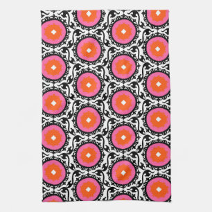Pink Suzani Pattern Tea Towel