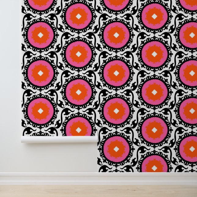 Pink Suzani Pattern Wallpaper (Application)