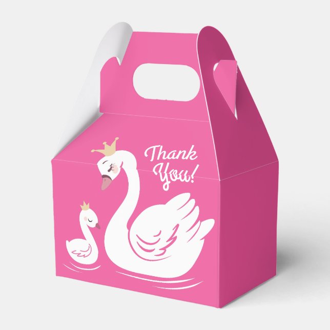 Pink Swan Birthday Party Favour Box (Back Side)