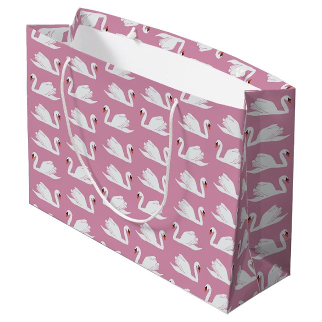 Pink Swan Large Gift Bag (Back Angled)