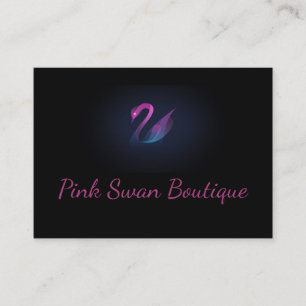 Pink Swan Logo on Black Business Card Classy
