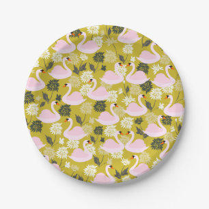 Pink Swan Paper Plates