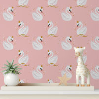 Pink Swan Princess Nursery Peel and Stick