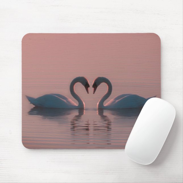Pink Swans Must Be Love Mouse Mat (With Mouse)
