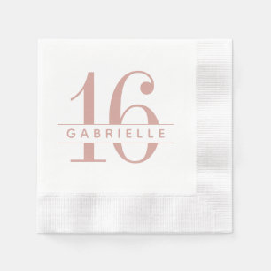 Pink Sweet 16 Birthday Monogram Name Napkin