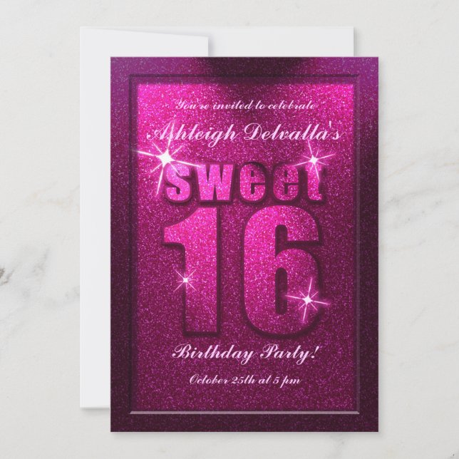 Pink Sweet 16 Birthday Party Invitation (Front)