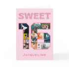 Pink Sweet 16 Birthday Photo Card