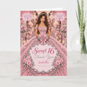 Pink Sweet 16 Celebration Thank You Card