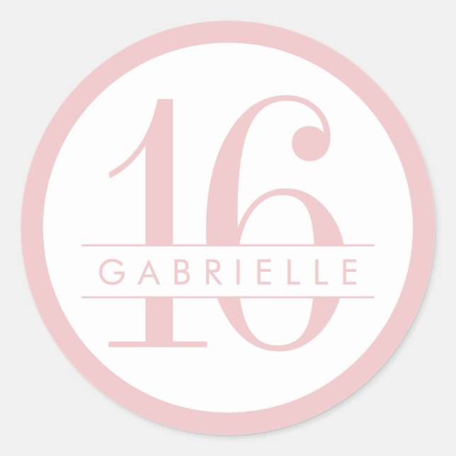 Pink Sweet 16 Favour Classic Round Sticker (Front)