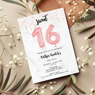 Pink Sweet 16 Sixteenth Birthday Party Invitation