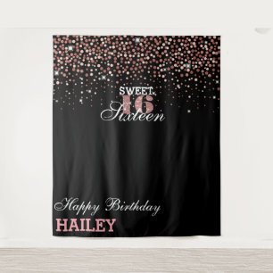 Pink Sweet 16th Photo Booth Backdrop Tapestry