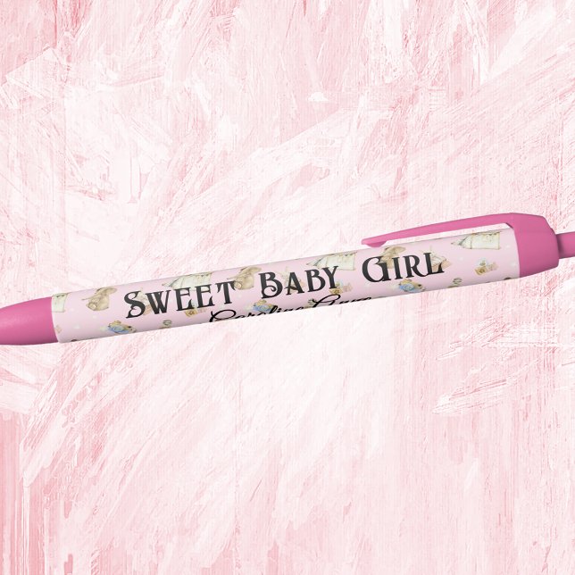 Pink Sweet Baby Girl, Name, Black Ink Black Ink Pen (Creator Uploaded)