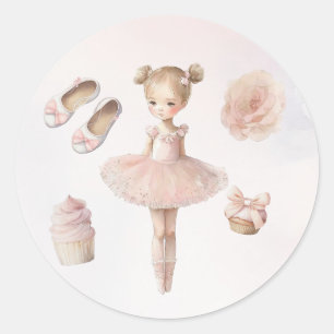 Pink Sweet Ballerina Classic Round Sticker