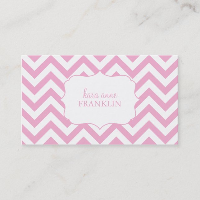 Pink Sweet Chevron Personalised Contact / Business Card (Front)