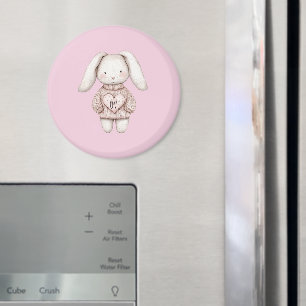 Pink Sweet Cute Bunny Pink Sweater Heart Magnet