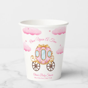 Pink Sweet Fairy Princess Carriage Baby Shower  Paper Cups