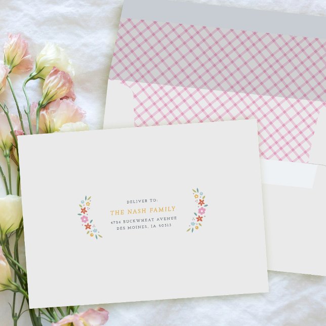 Pink Sweet Floral Birth Announcement Envelope (Creator Uploaded)